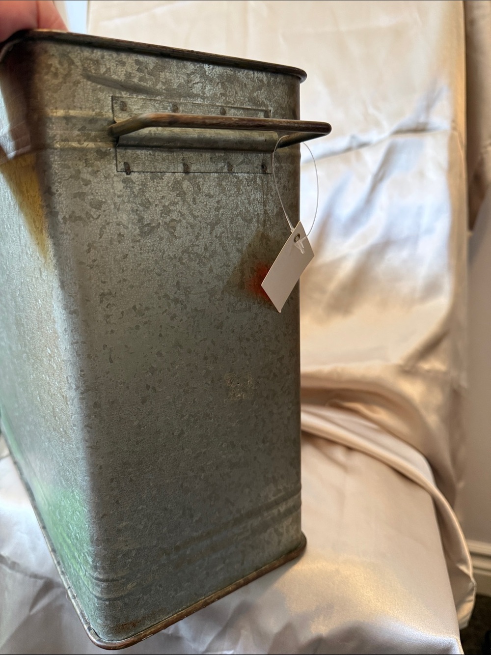 Galvanized Metal Storage Tub with handles - Rustic Industrial Look - Picture 3 of 5